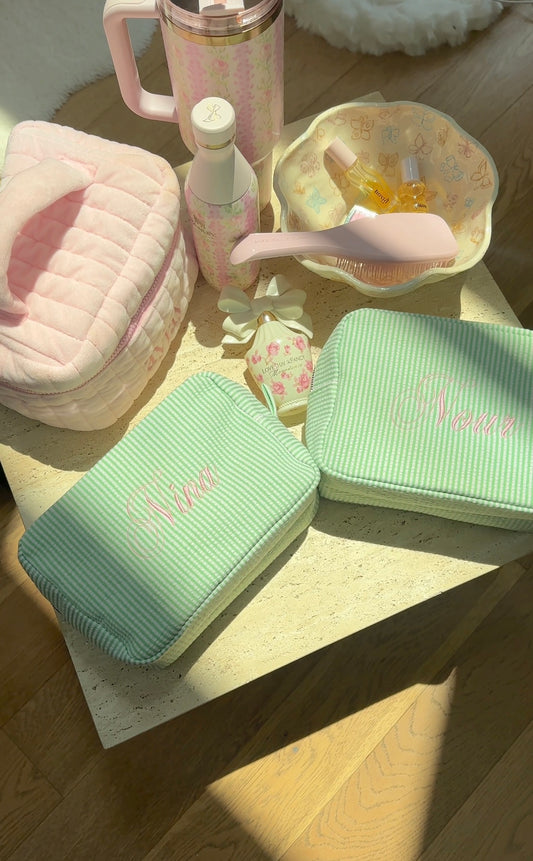 GREEN STRIPES PERSONALIZED NAME BAG