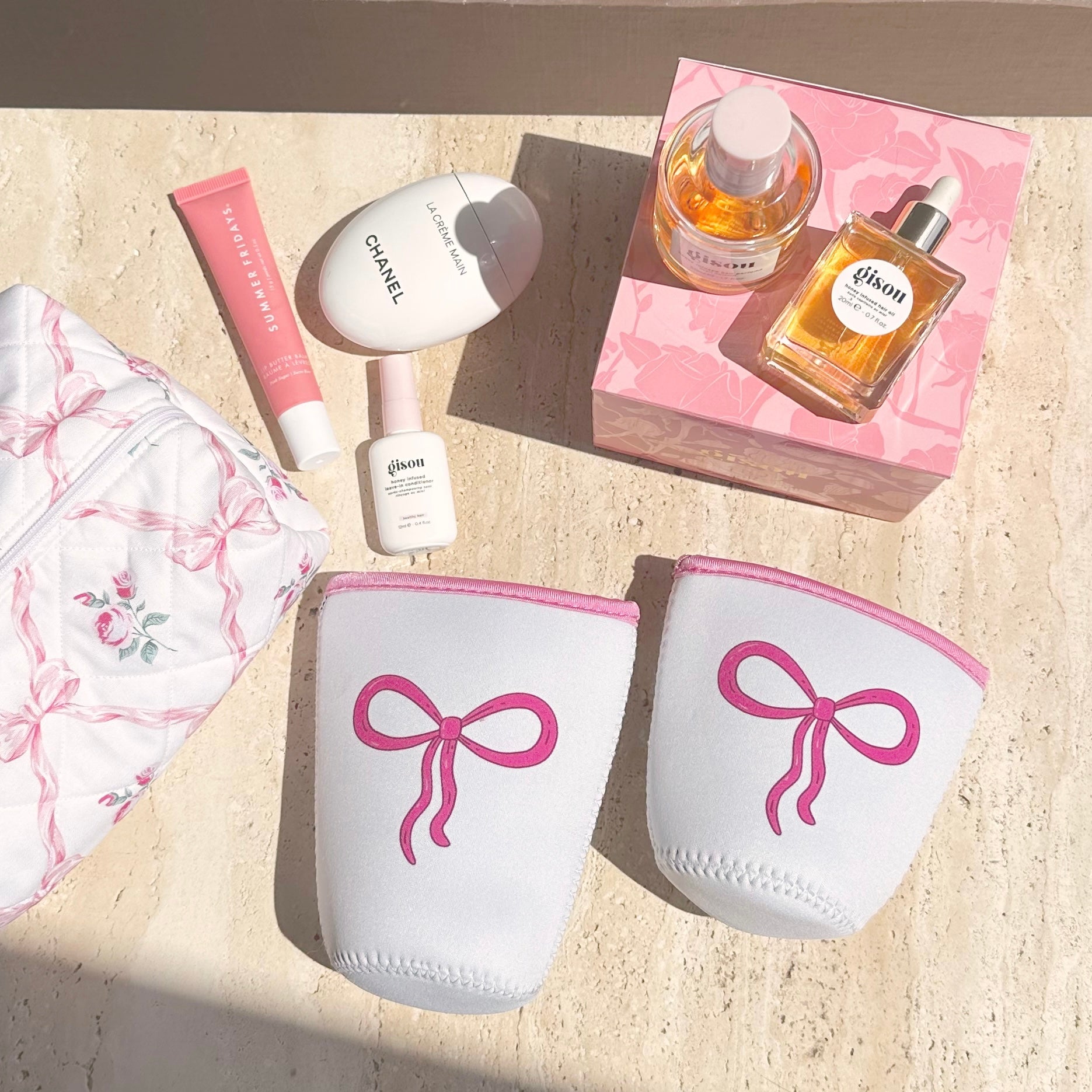 PINK BOW COQUETTE ICED COFFEE COOZIE THERMAL