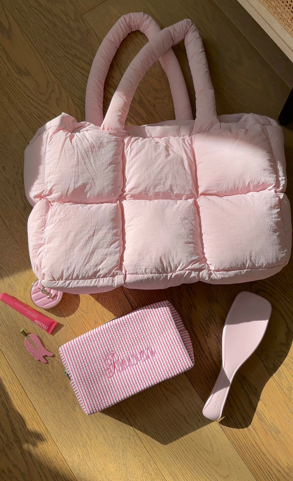 PINK STRIPES CUSTOM BAG