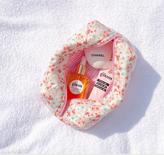 PINK BEIGE LILY MAKEUP BAG