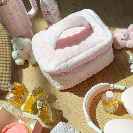 PINK FLORAL VANITY BAG