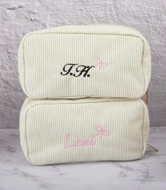 BEIGE BOW PERSONALIZED NAME BAG
