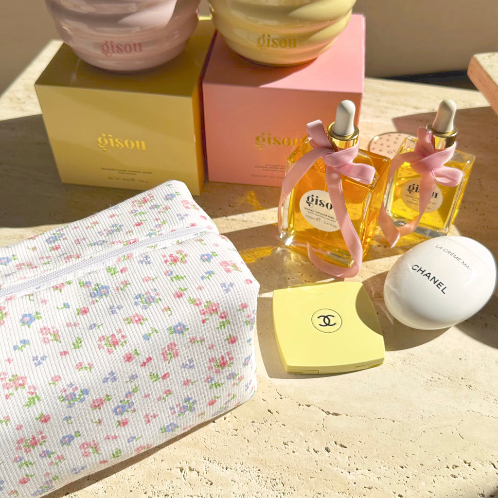 VINTAGE WHITE FLORAL MAKE-UP BAG-AYJAY