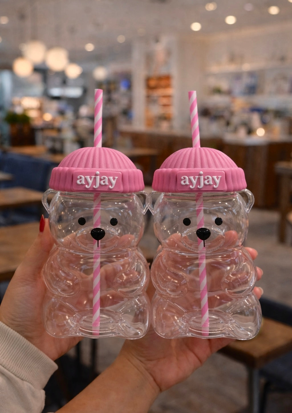 LIMITED EDITION SWEETHEART PINK GLASS BEAR CUP - SHIPS SEPARATELY