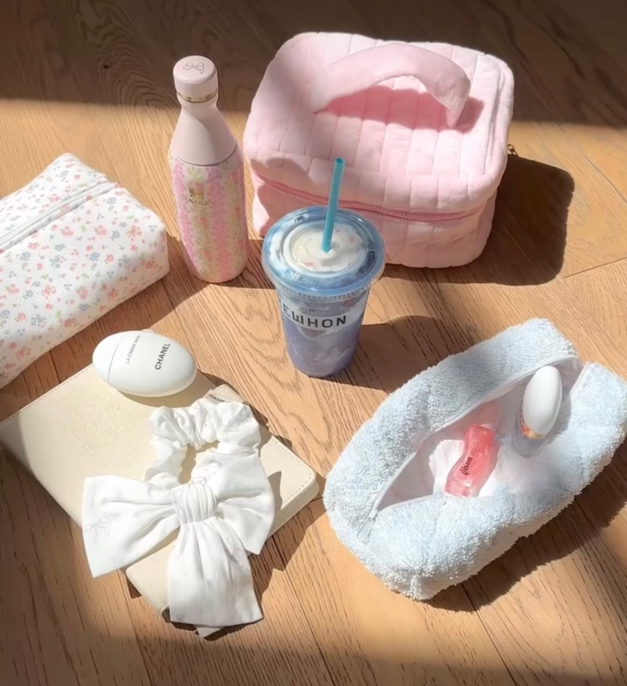 BABY BLUE TEDDY BLUE RIBBON PENCIL CASE