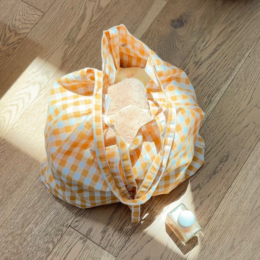 YELLOW GINGHAM LARGE TOTE BAG