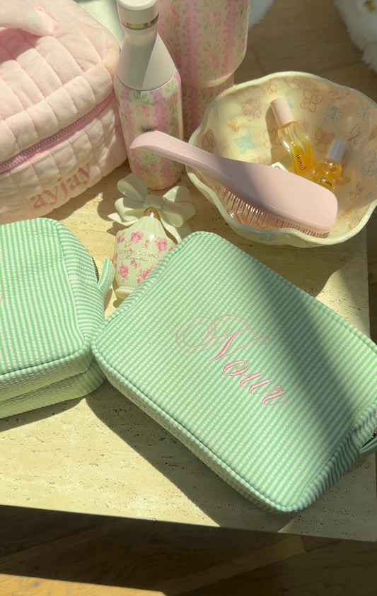GREEN STRIPES PERSONALIZED NAME BAG