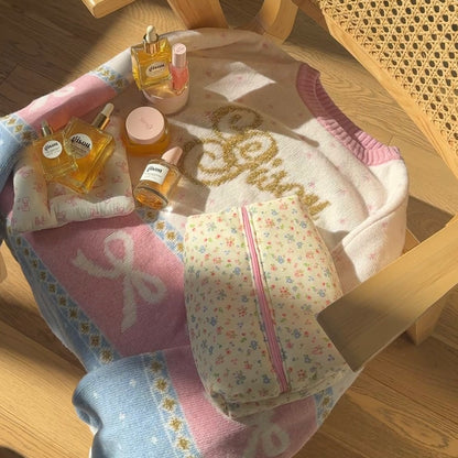 VINTAGE YELLOW FLORAL MAKEUP BAG
