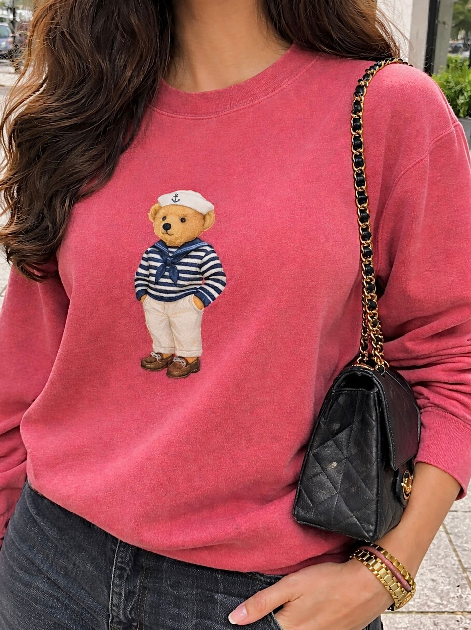 RED RL SAILOR TEDDY BEAR COZY CLUB CREWNECK