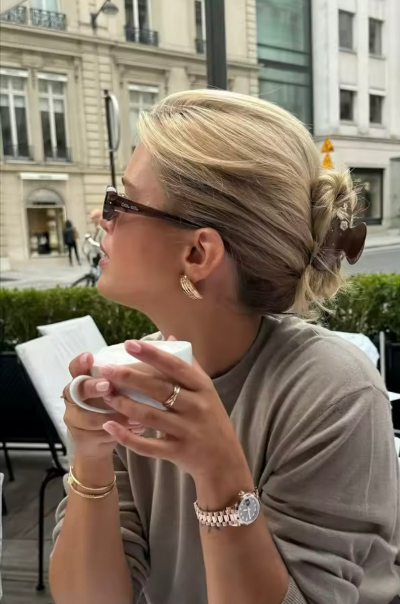 BROWN FLORAL HAIR CLAW