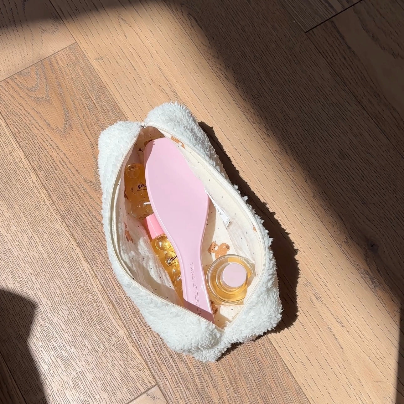 CREAM SOFT TEDDY BEAR PENCIL CASE