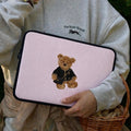 PINK STRIPES TEDDY BEAR NEOPRENE KINDLE IPAD & LAPTOP SLEEVE