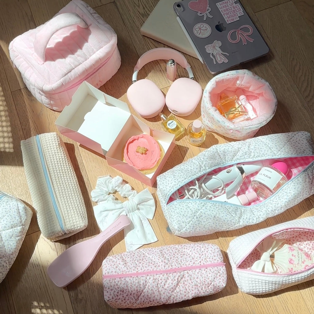 PINK FLORAL VANITY BAG