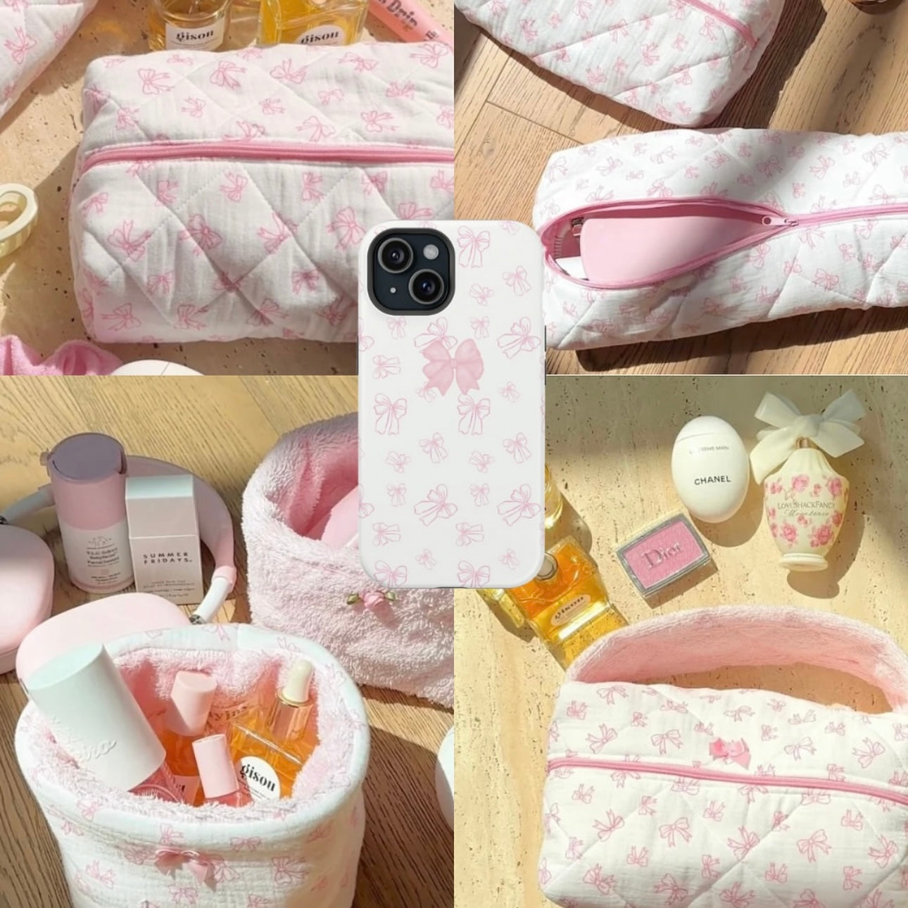PINK BOW COQUETTE PHONE CASE