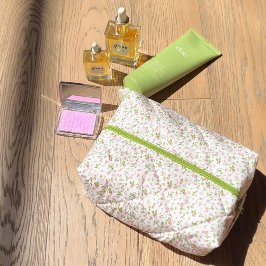 LIGHT GREEN FLORAL MAKE-UP BAG-AYJAY