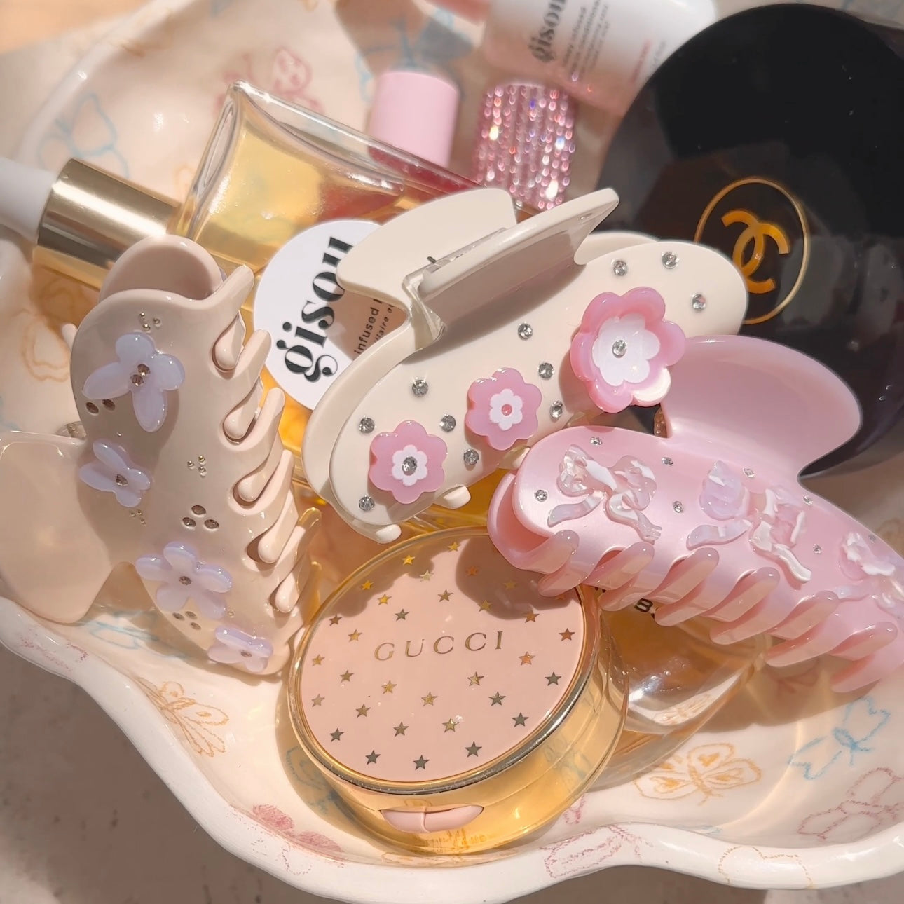 BEIGE & PINK HAIR CLIP-AYJAY