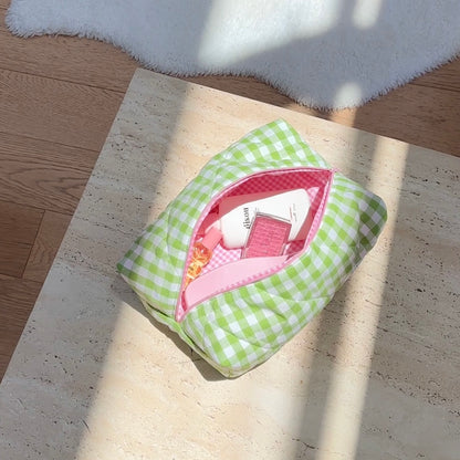 APPLE GREEN GINGHAM MAKEUP BAG