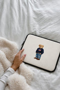 BEIGE STRIPES RL TEDDY BEAR NEOPRENE KINDLE IPAD & LAPTOP SLEEVE
