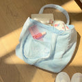 BABY BLUE TERRYCLOTH FUZZY CUTE TOTE BAG