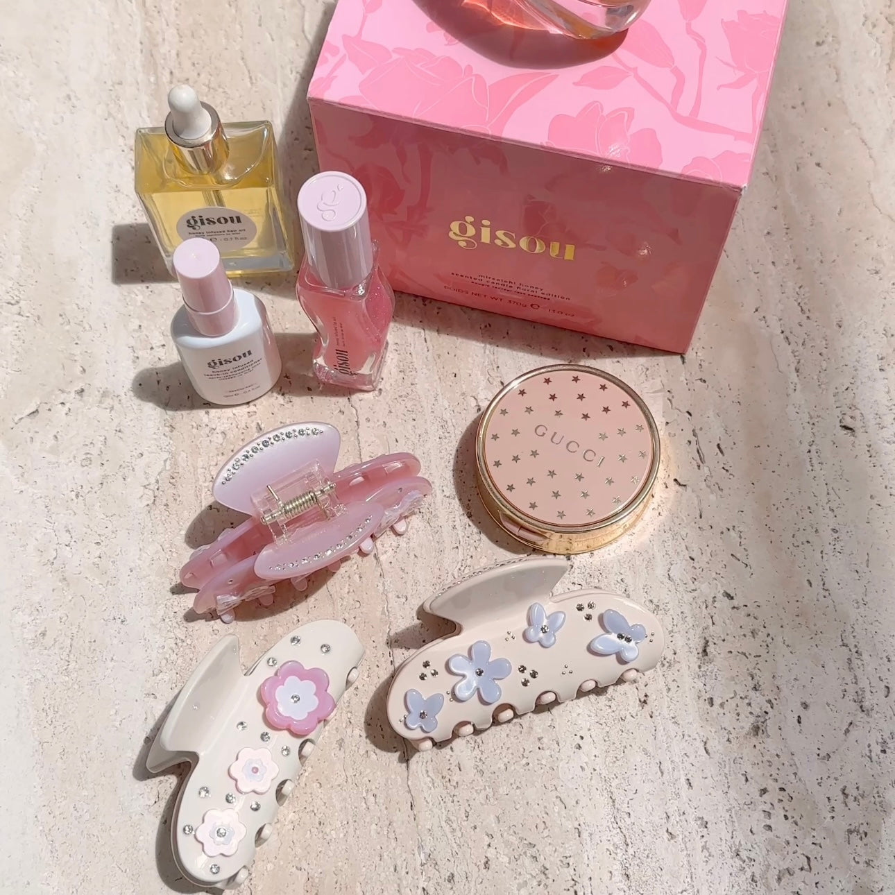 BEIGE & PINK HAIR CLIP-AYJAY