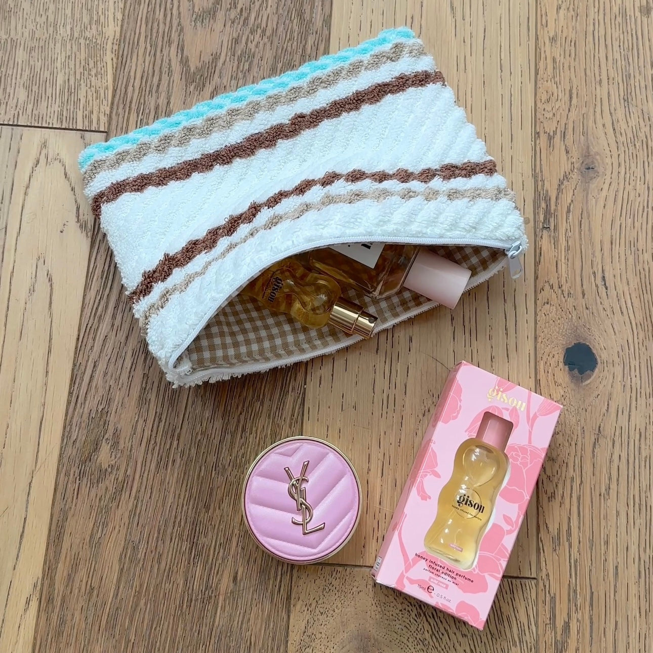 VINTAGE TEDDY STRIPES FLAT POUCH