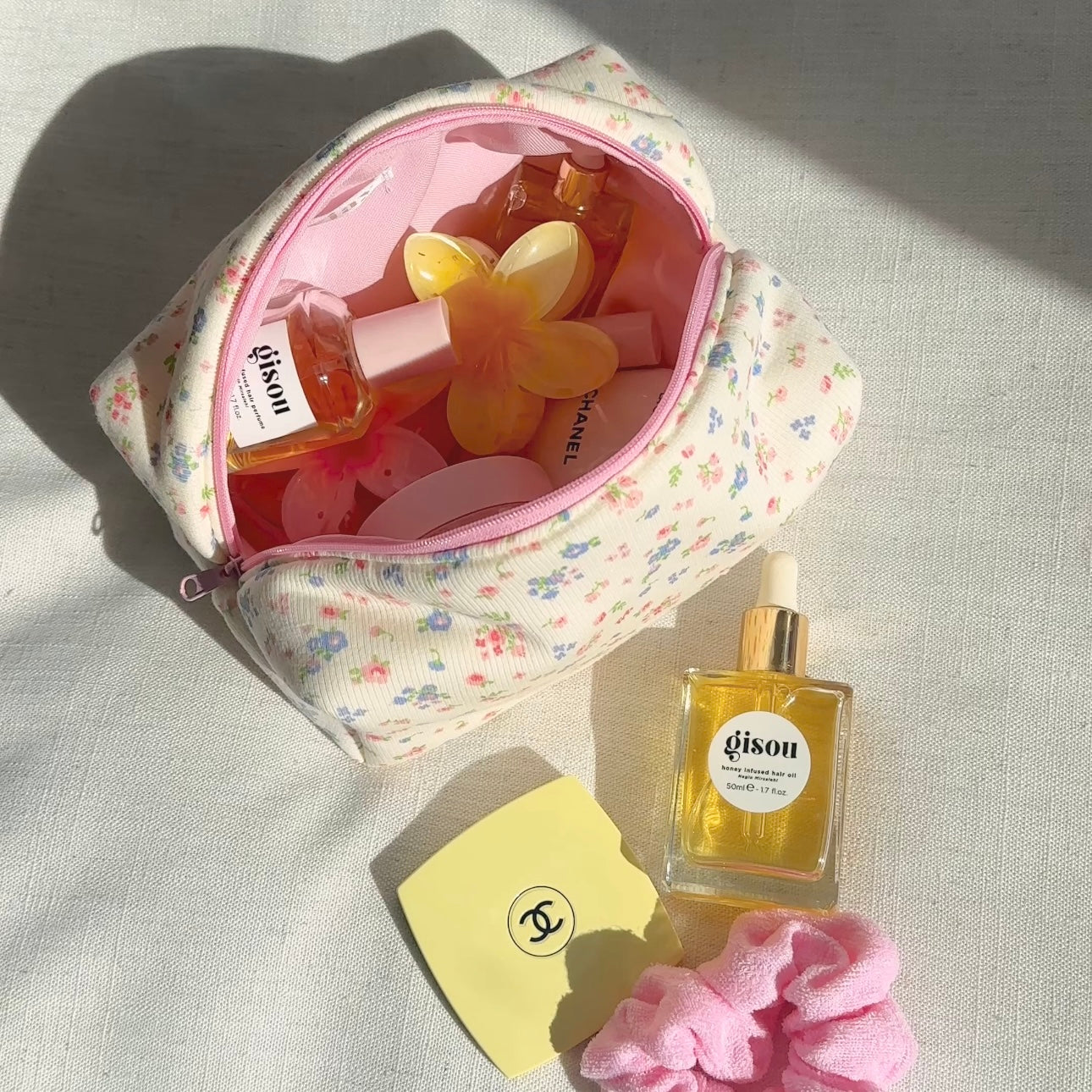 VINTAGE YELLOW FLORAL MAKE-UP BAG-AYJAY