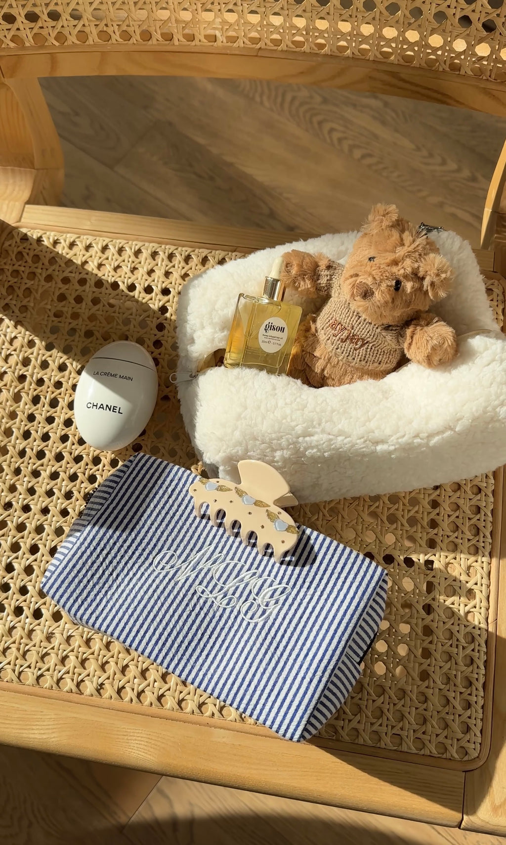 NAVY BLUE STRIPES CUSTOM EMBROIDERY BAG