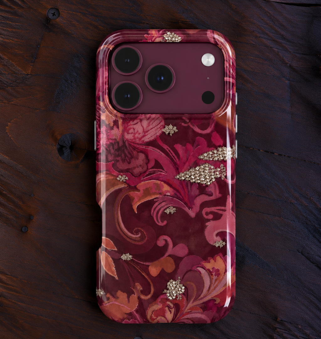 BURGUNDY PRISM BLOOM PHONE CASE
