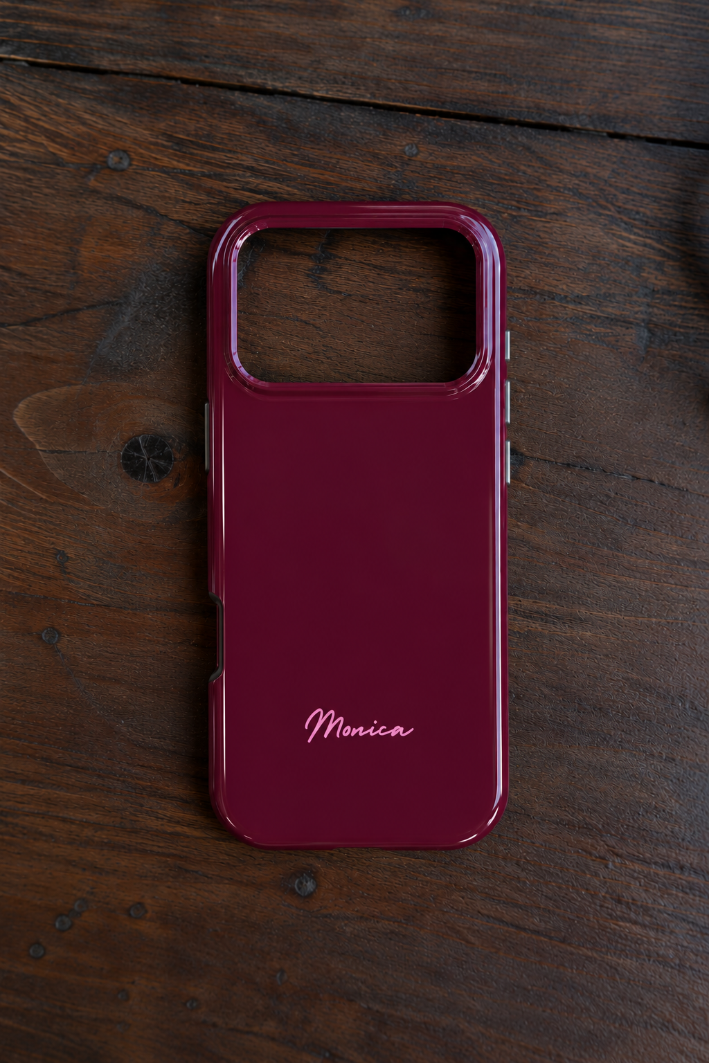 PERSONALIZED BURGUNDY PINK INITIALS NAME CUSTOM PHONE CASE