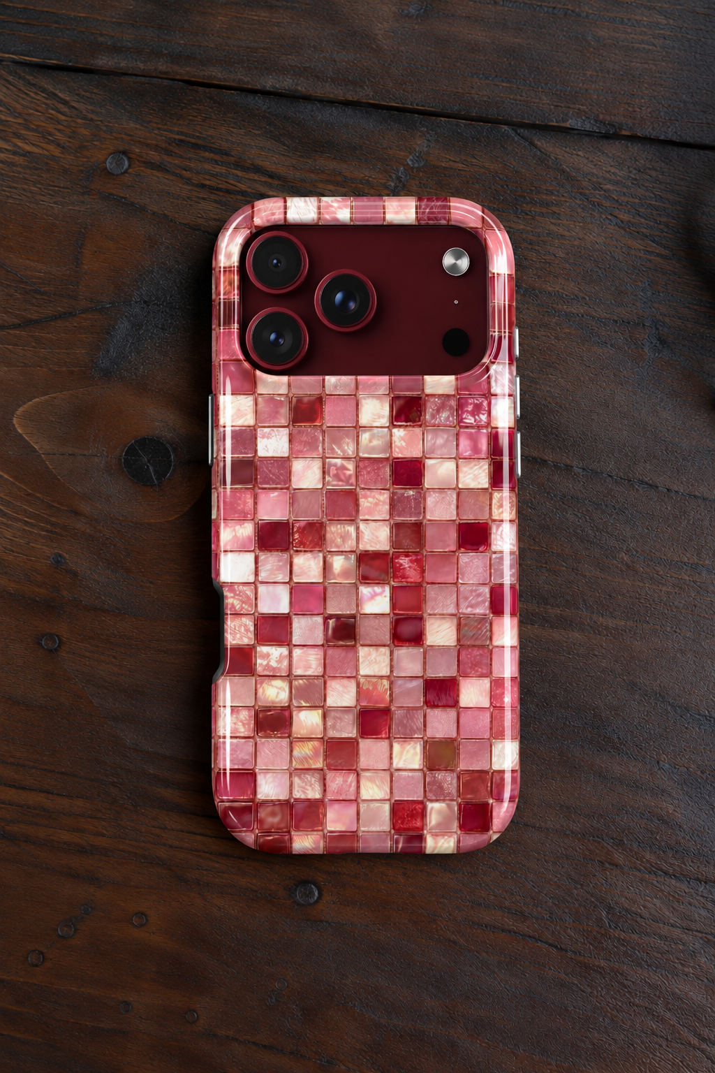 PINK BURGUNDY MOSAIC PHONE CASE