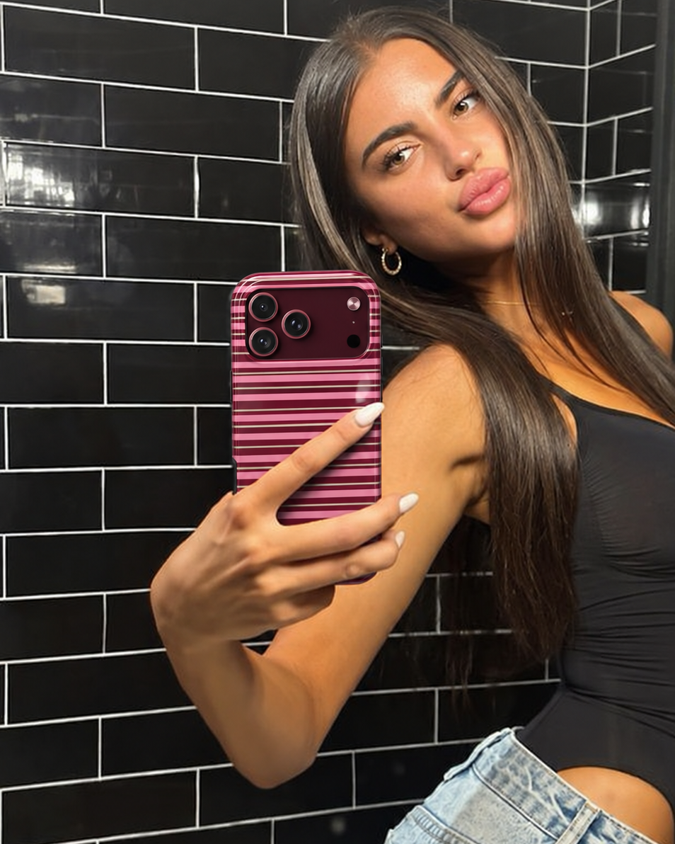 BURGUNDY STRIPES PHONE CASE