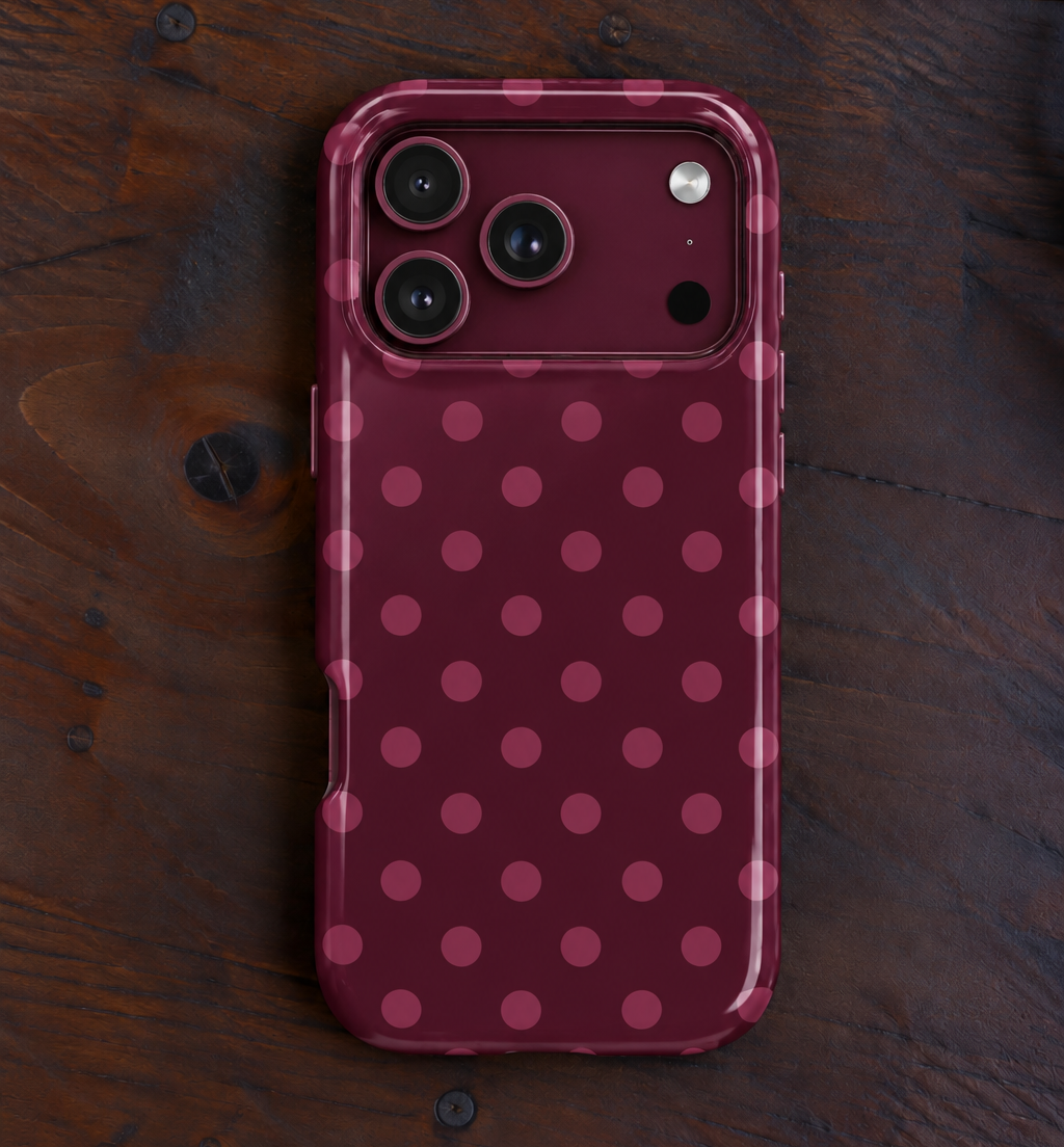 PLUM POLKA DOTS PHONE CASE