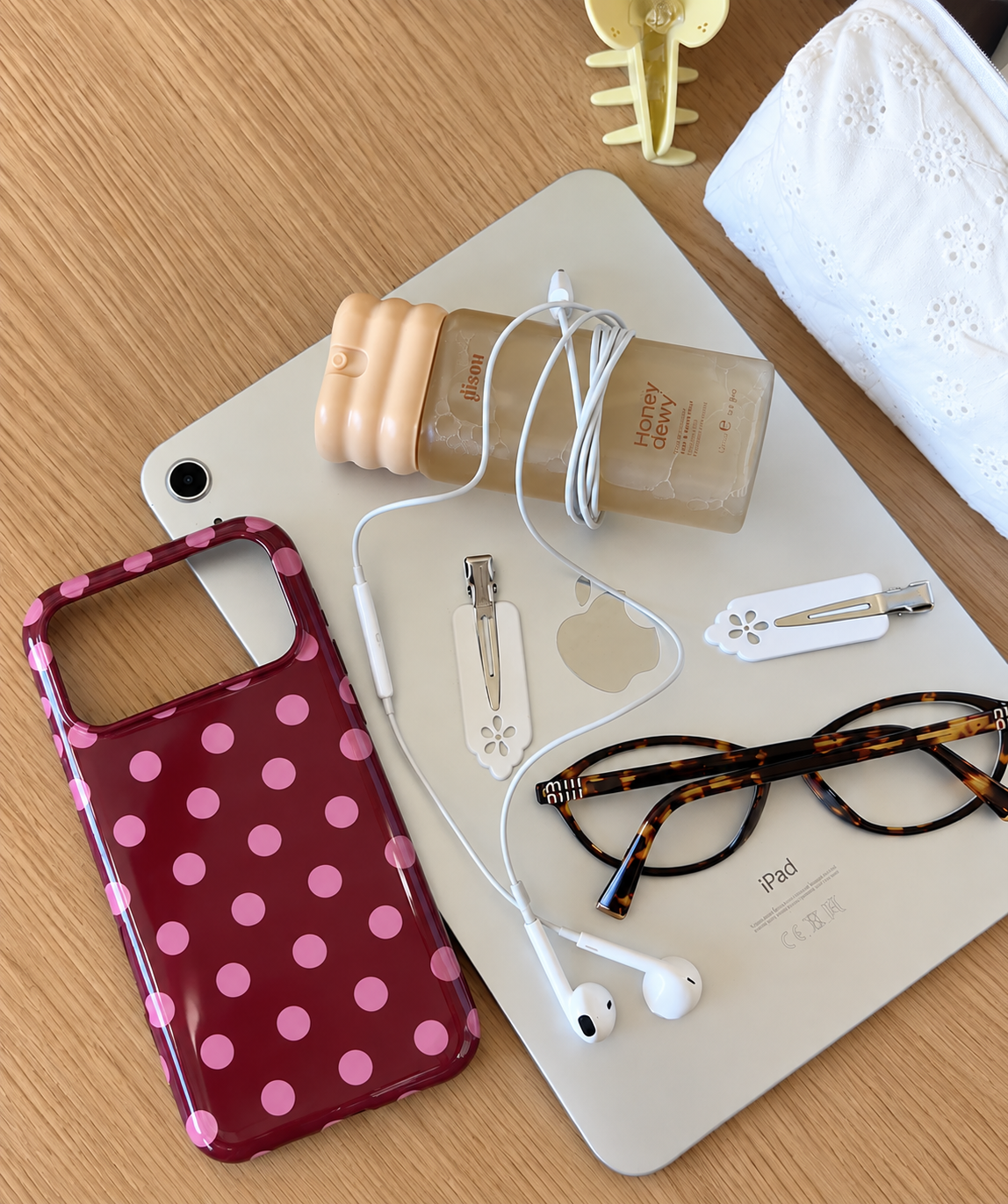RASPBERRY PINK POLKA DOTS PHONE CASE