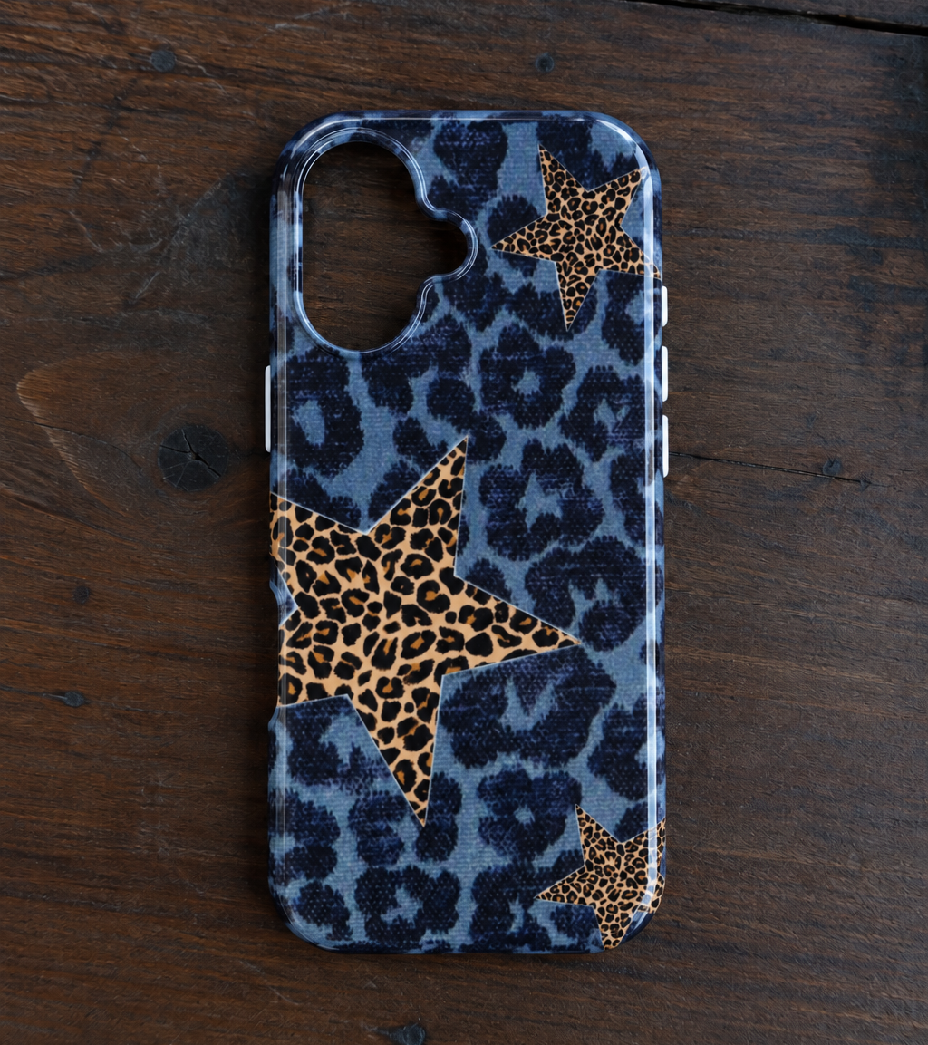 BLUE LEOPARD CHEETAH STARS PHONE CASE