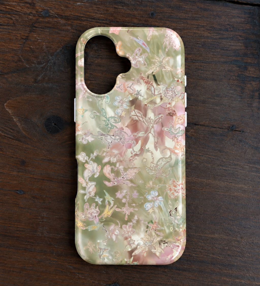 WHIMSY GREEN FLORAL PHONE CASE