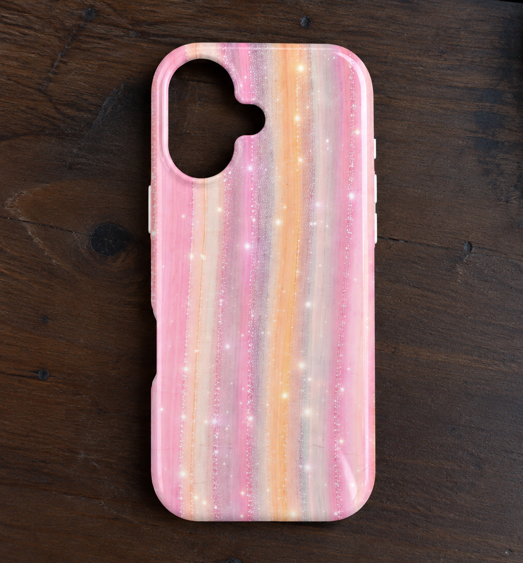 PINK FAIRY DUST STRIPES PHONE CASE