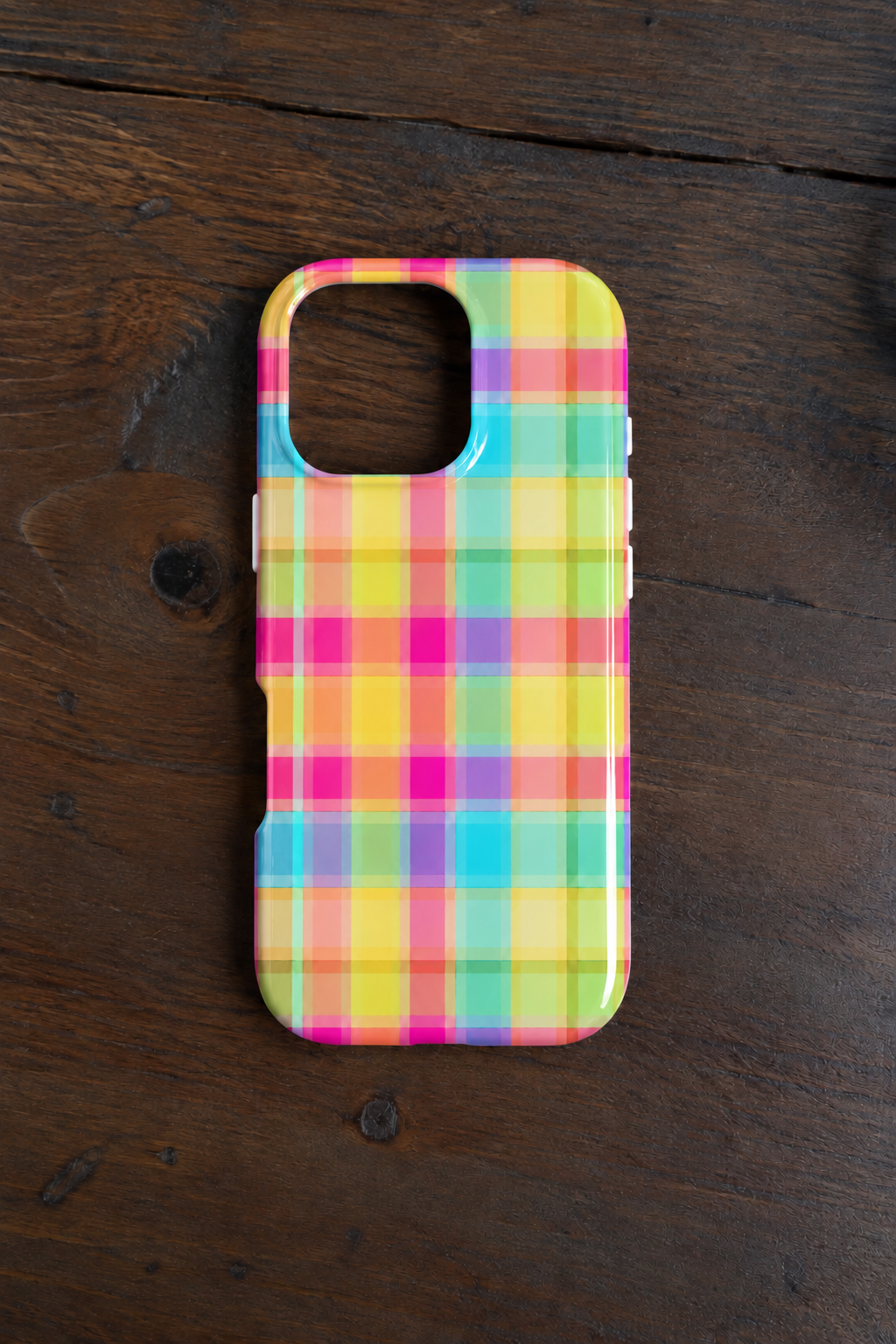 SWEET TART RAINBOW PLAID PHONE CASE