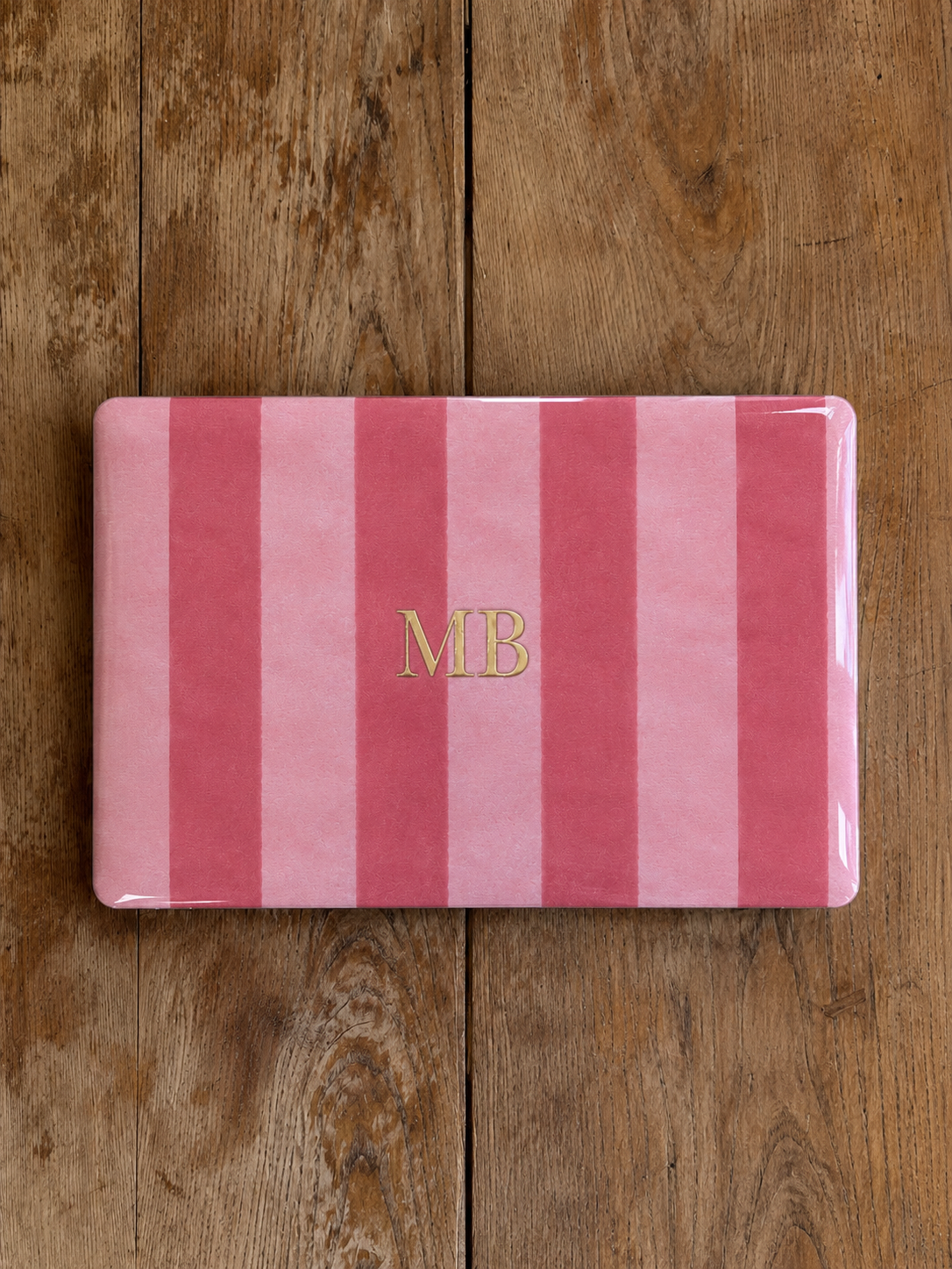 CUSTOM PERSONALIZED NAME PINK STRIPES HARD SHELL MACBOOK COVERS