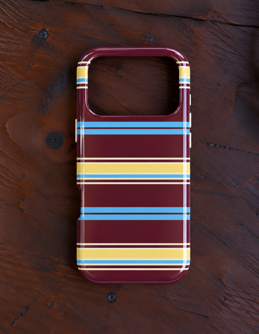 BURGUNDY BLUEBERRY STRIPES PHONE CASE