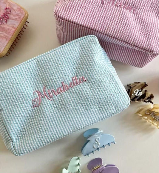 TURQUOISE STRIPES PERSONALIZED NAME BAG