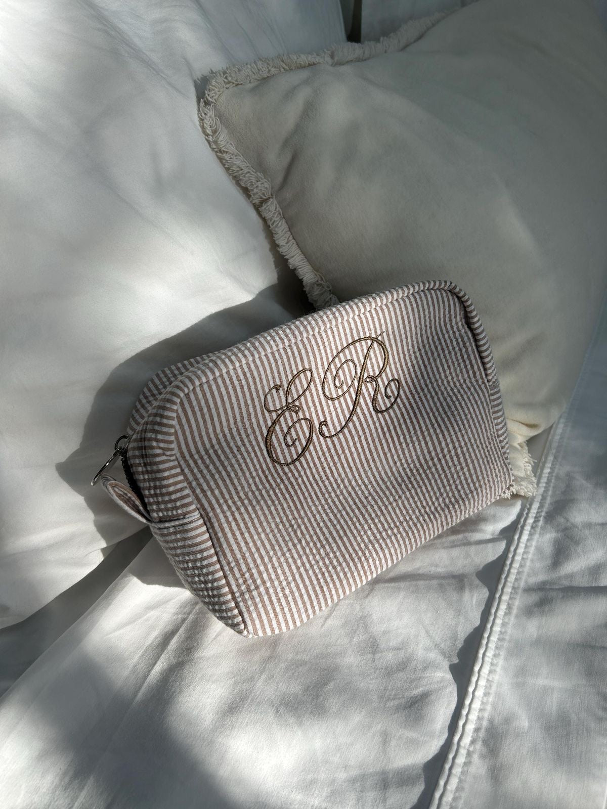 BROWN STRIPES PERSONALIZED NAME BAG