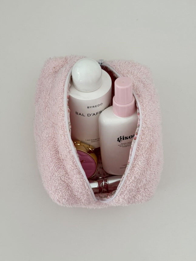 BABY PINK TEDDY DITSY FLORAL MAKEUP BAG