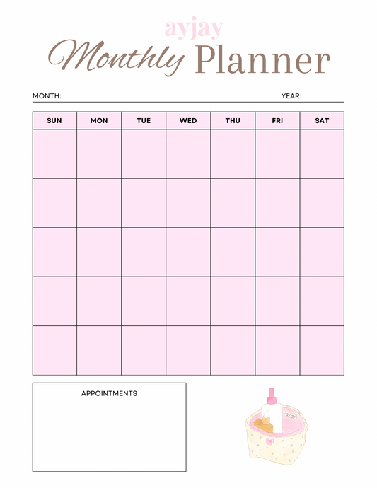AYJAY MONTHLY PLANNER