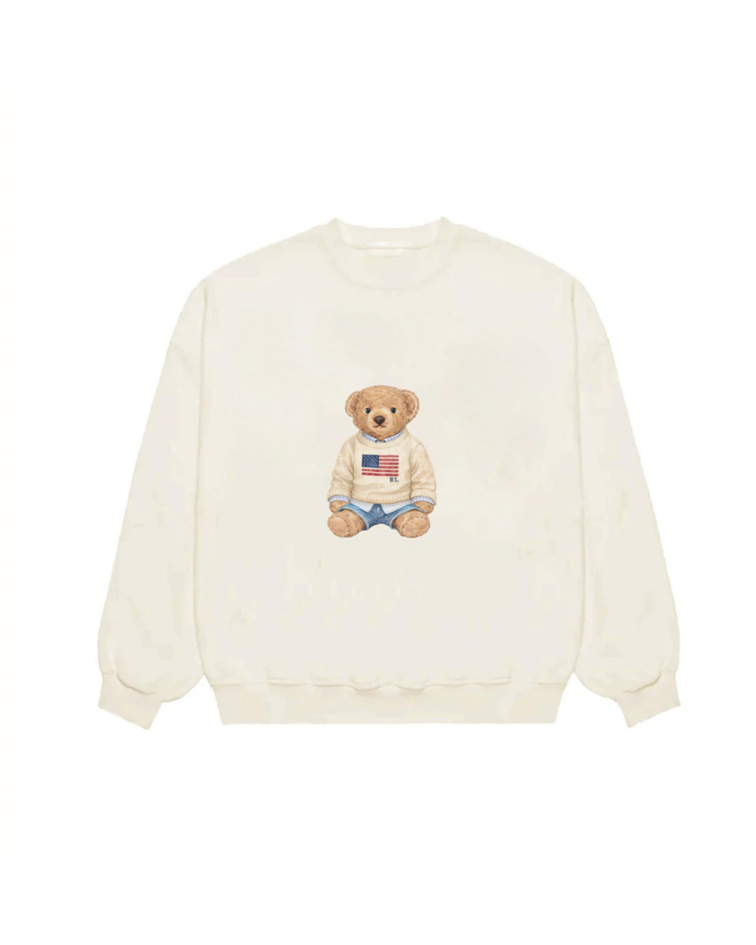 IVORY RL TEDDY BEAR COZY CLUB CREWNECK