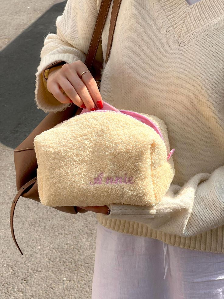 YELLOW TEDDY PINK NAME BAG