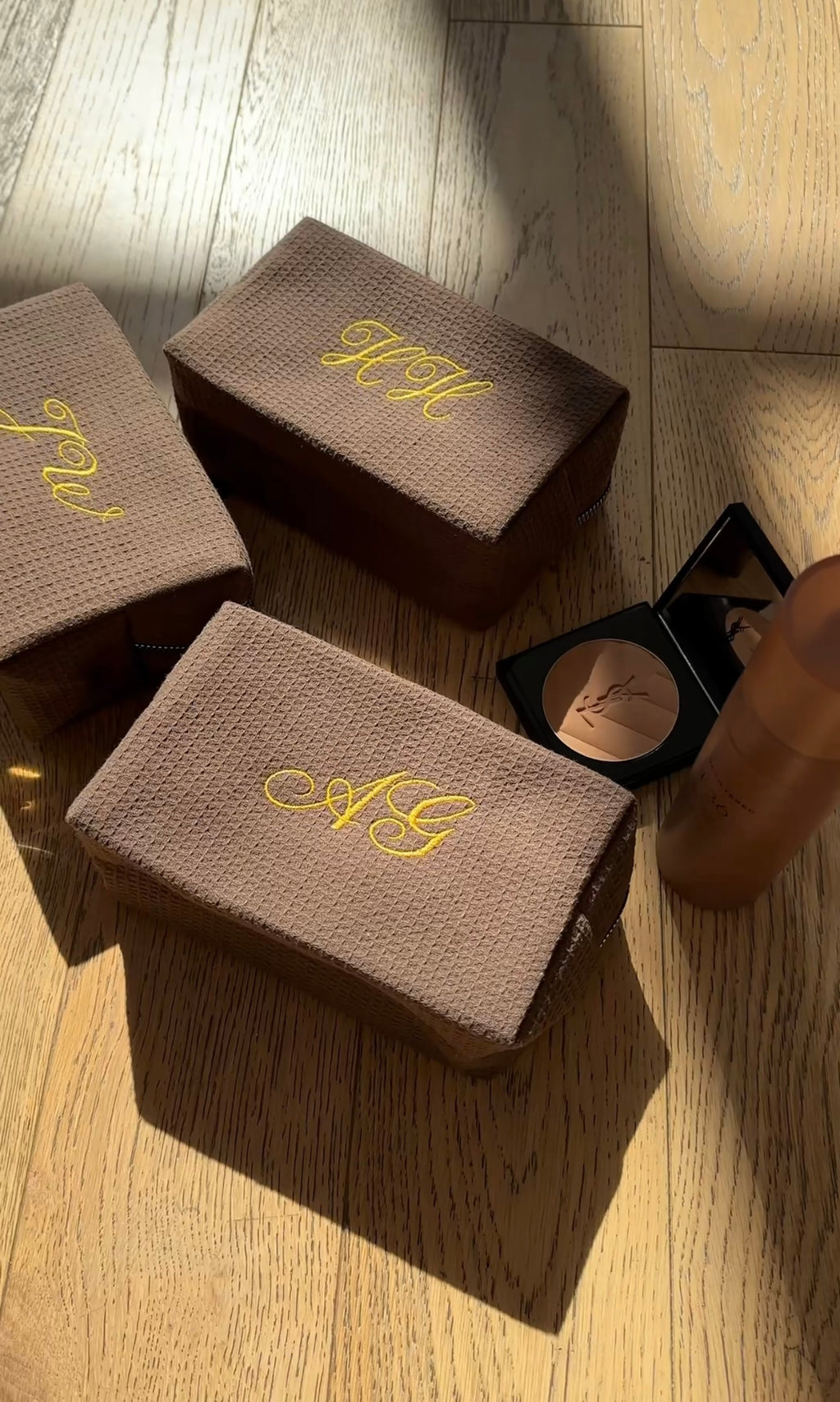 BROWN WAFFLE KNIT CUSTOM BAG