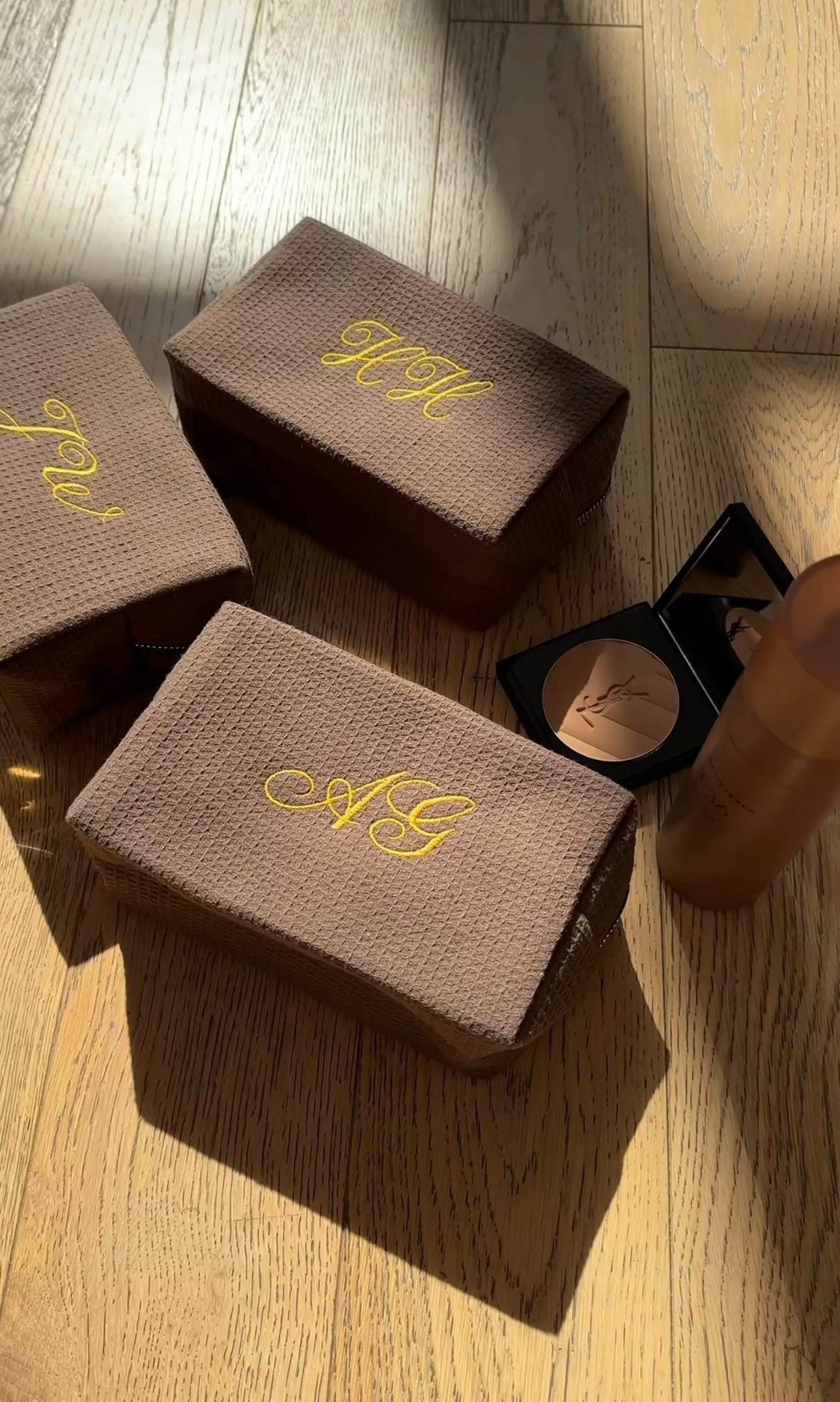 BROWN WAFFLE KNIT CUSTOM BAG