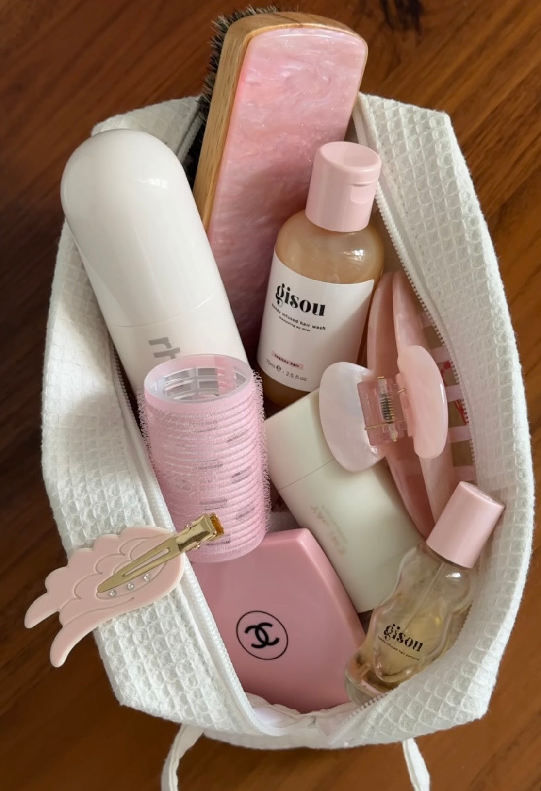 WHITE WAFFLE KNIT CUSTOM EMBROIDERY BAG