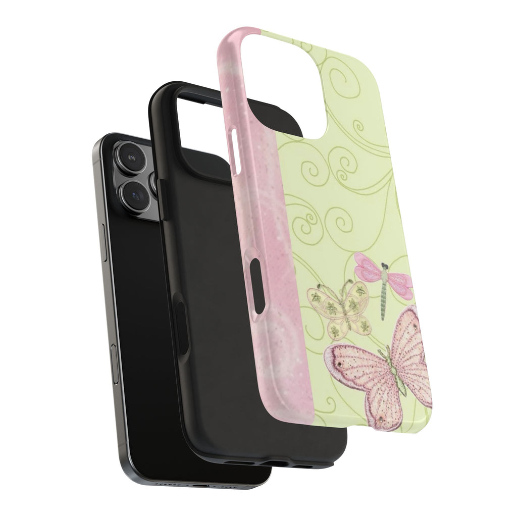YELLOW & PINK WHIMSY DRAGONFLY PHONE CASE