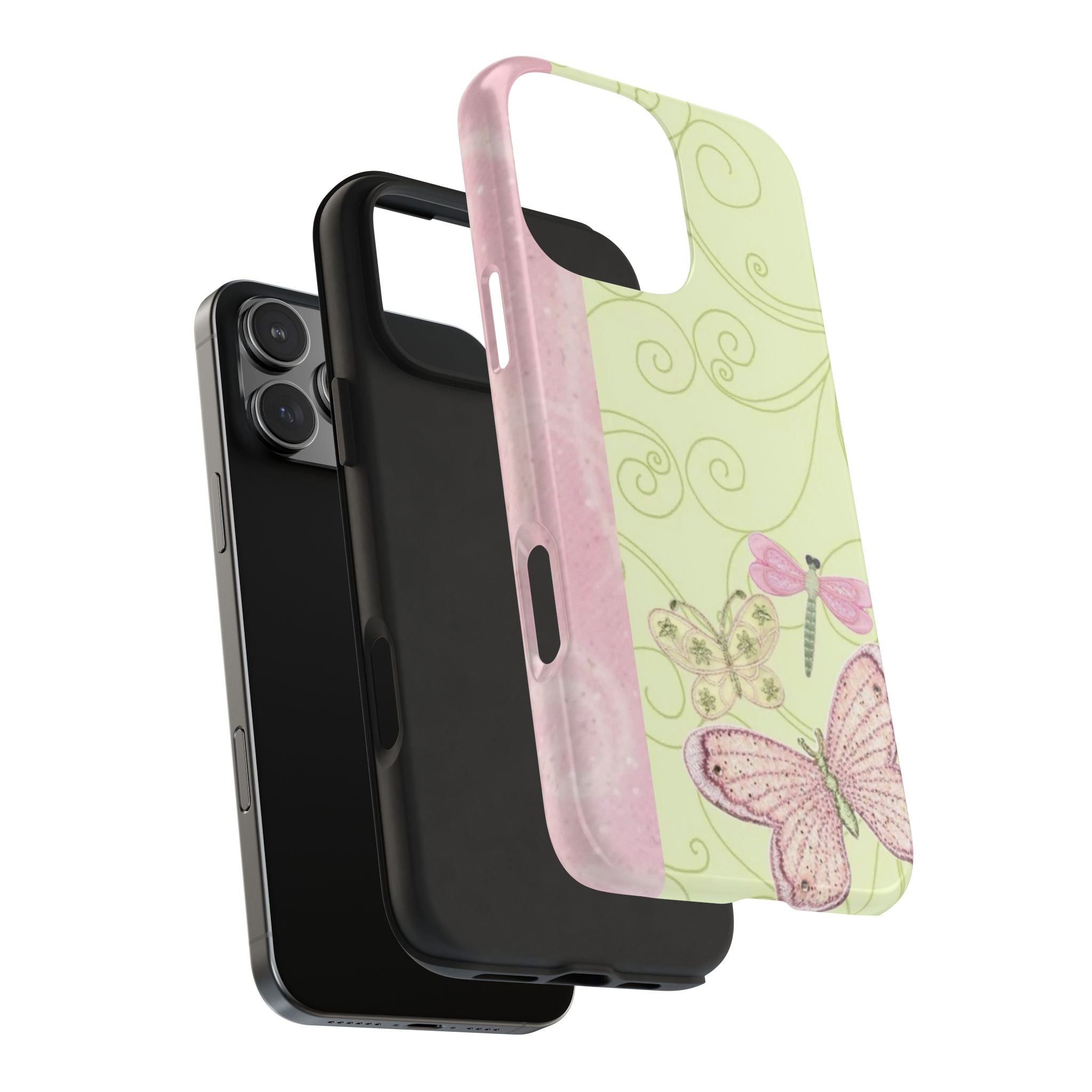 YELLOW & PINK WHIMSY DRAGONFLY PHONE CASE